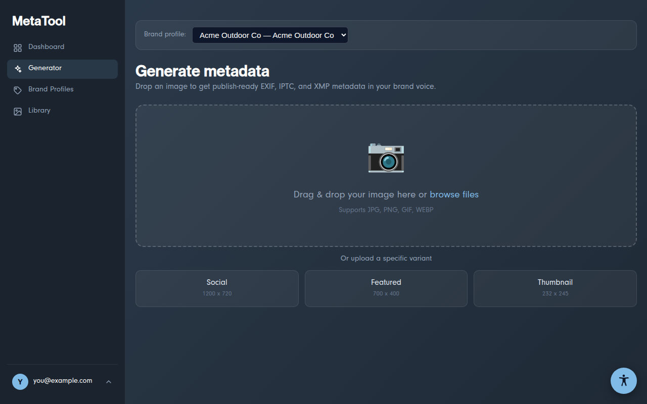 The Generator upload zone