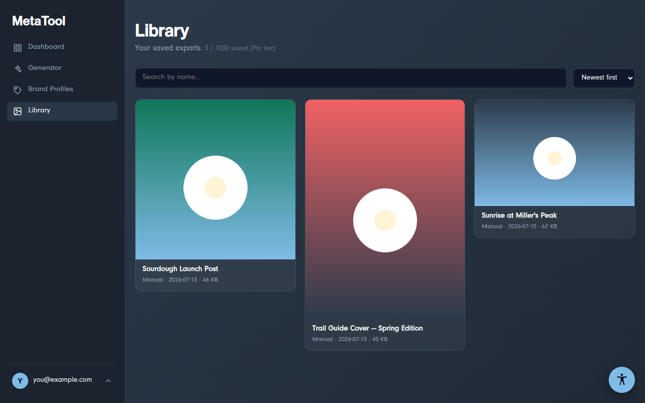 The Library grid with search and sorting